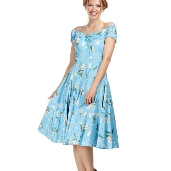 XS NWT Collectif Wildflower Dolores Puff Sleeve Dress Retro Cottagecore Modcloth - Picture 1 of 4